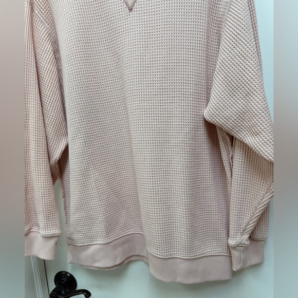 Aerie Light Pink Waffle Knit Crewneck Sweater - Picture 3 of 9